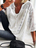Robyn V-Neck Blouse with Lace Detail