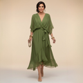 Lucy Chiffon Midi V-Neck Dress