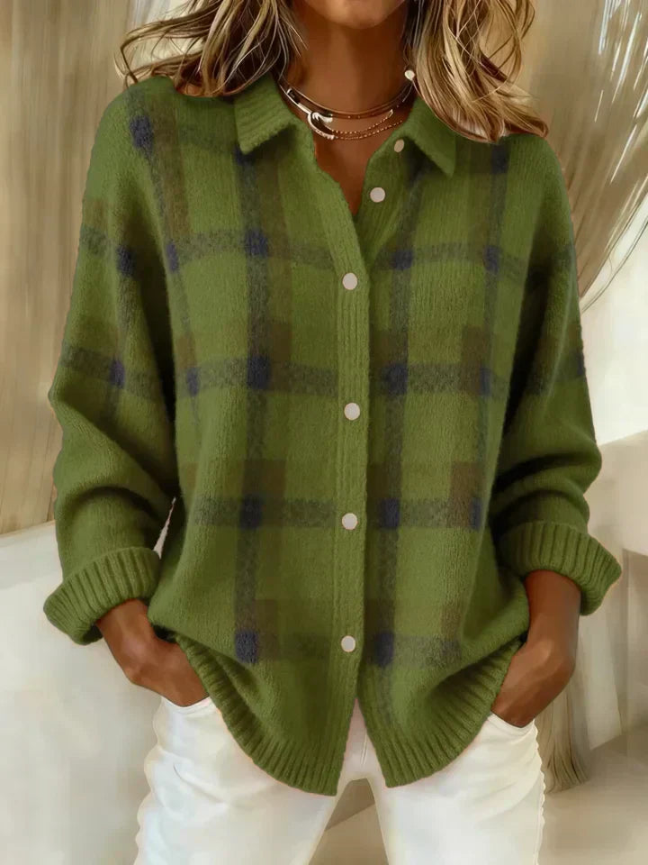 Stephanie Cloud-Soft Plaid Button-Up