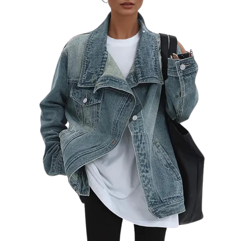 Denise Vintage Washed High Neck Denim Jacket