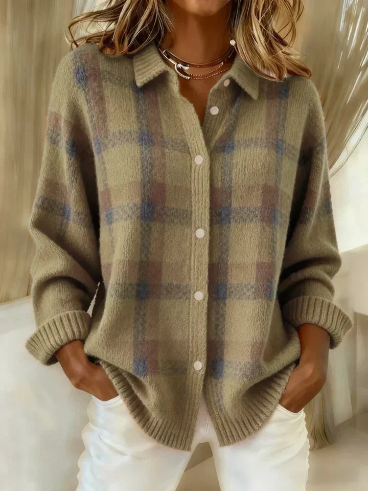 Stephanie Cloud-Soft Plaid Button-Up