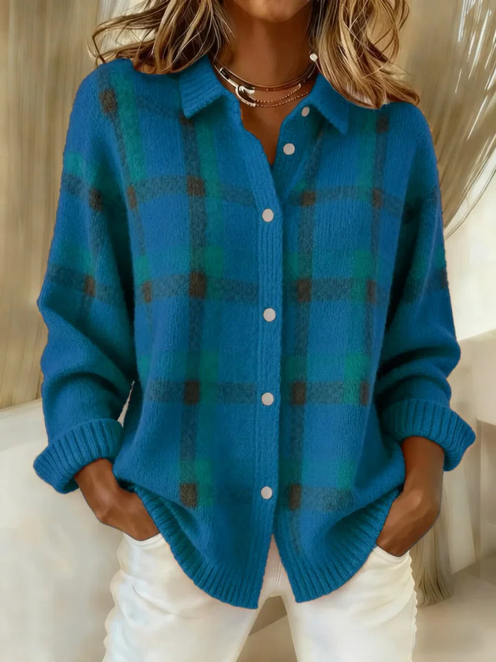 Stephanie Cloud-Soft Plaid Button-Up