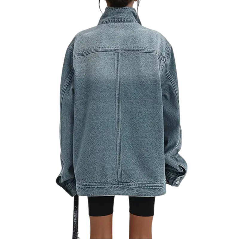 Denise Vintage Washed High Neck Denim Jacket