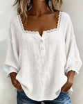Barbara Cotton Blend Blouse with Puff Sleeves