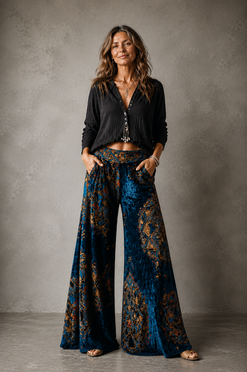 Nicola Coastal Boho Wide-Leg Pants