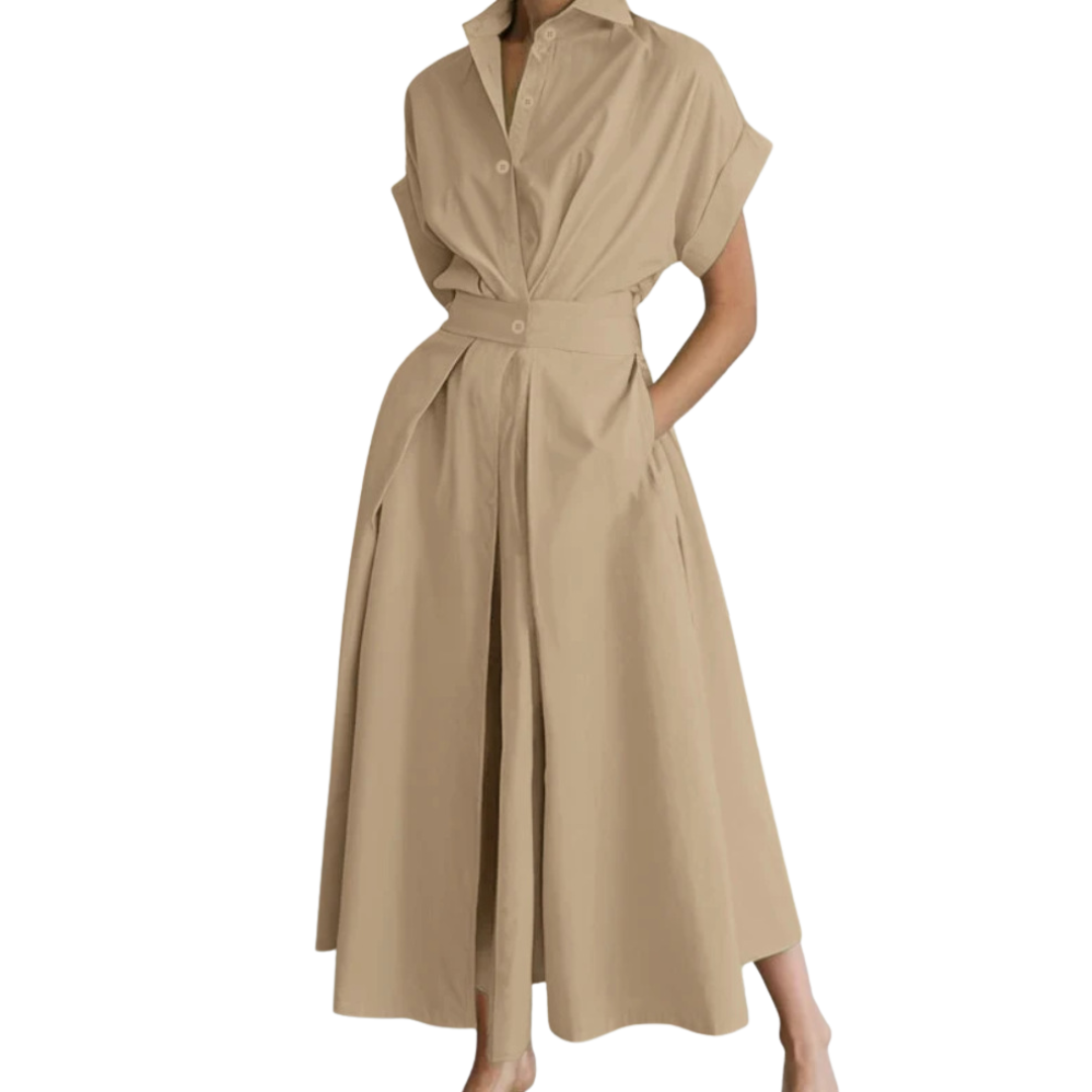 Sandra Preppy High-Waist Shirt Dress