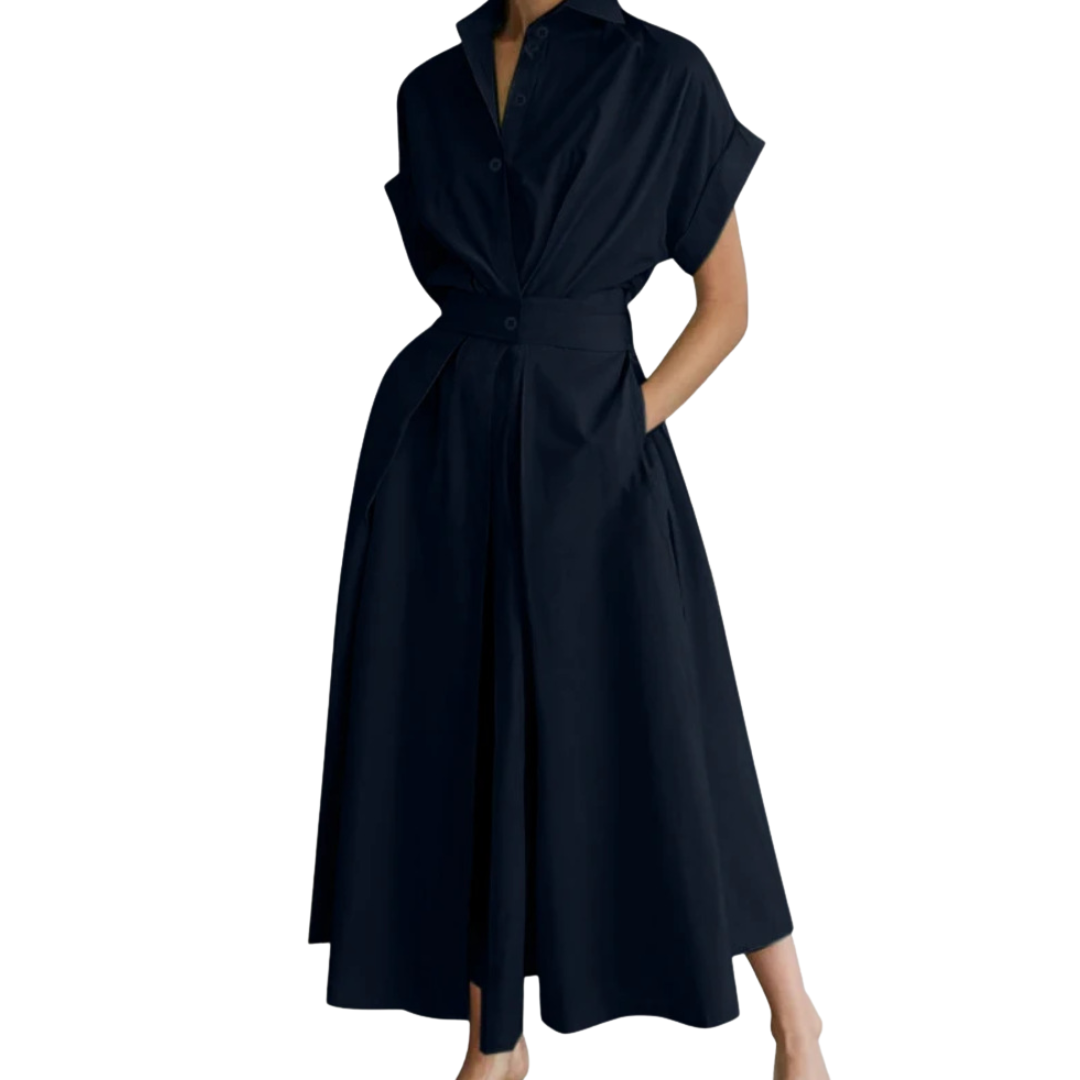 Sandra Preppy High-Waist Shirt Dress