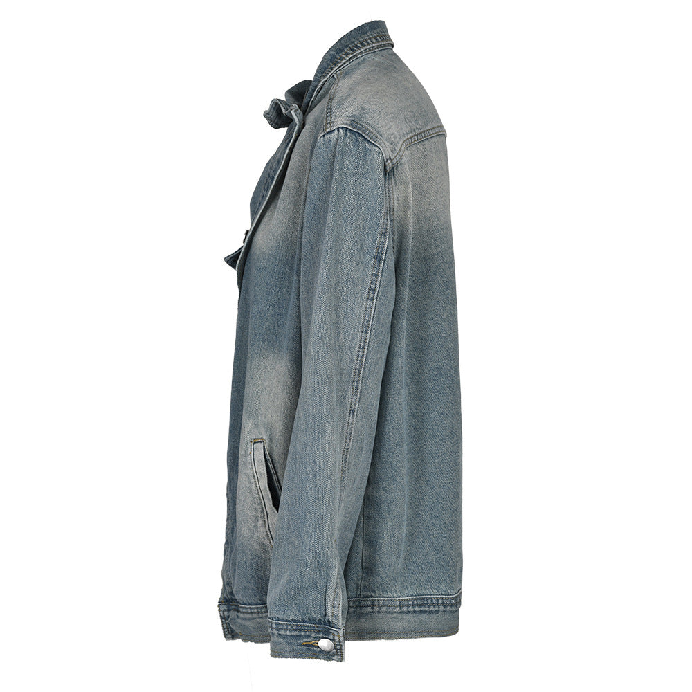Denise Vintage Washed High Neck Denim Jacket