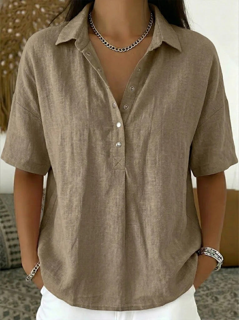 Heather Top with Button Detail