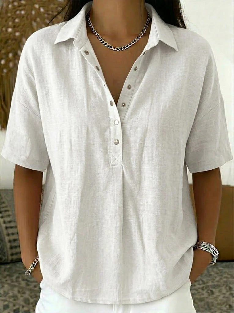 Heather Top with Button Detail