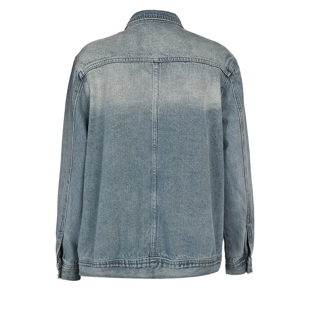 Denise Vintage Washed High Neck Denim Jacket