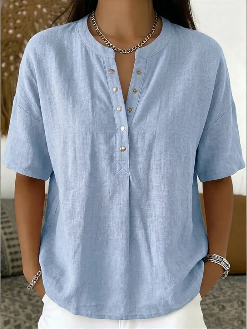Heather Top with Button Detail