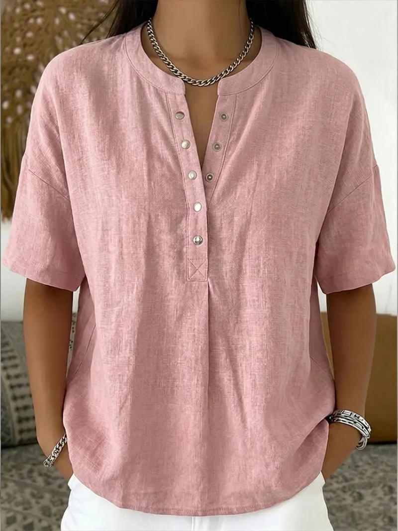 Heather Top with Button Detail