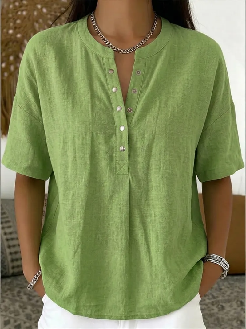 Heather Top with Button Detail