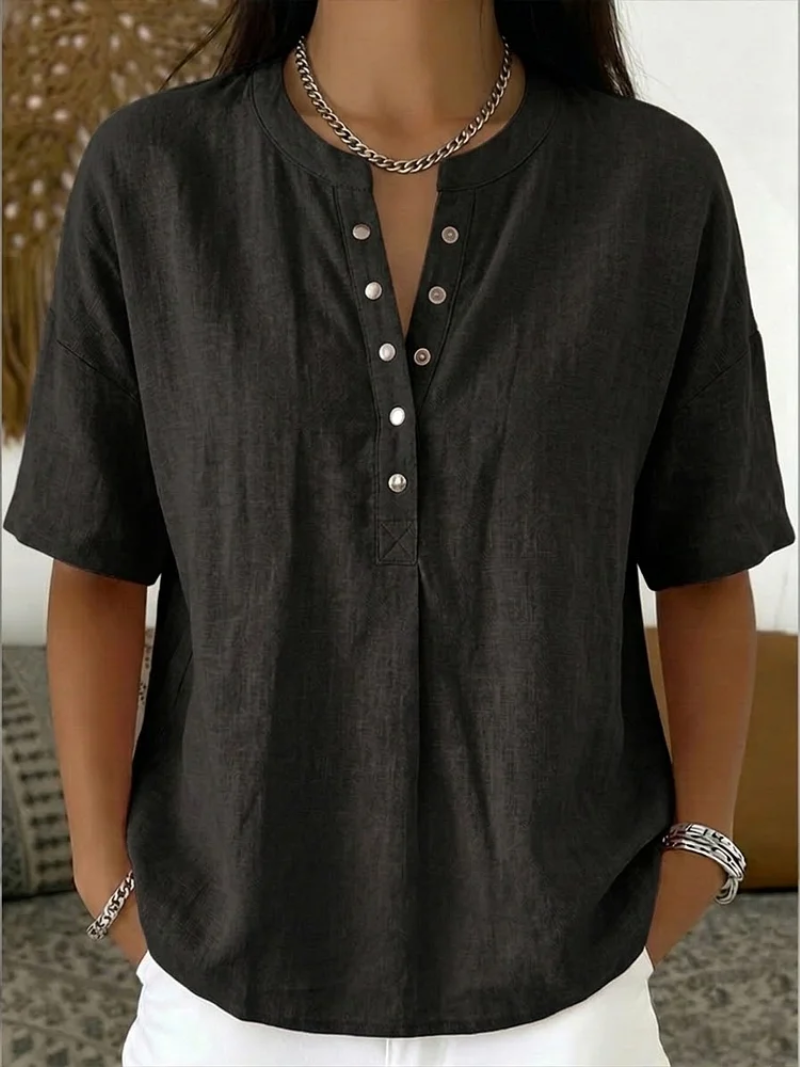 Heather Top with Button Detail