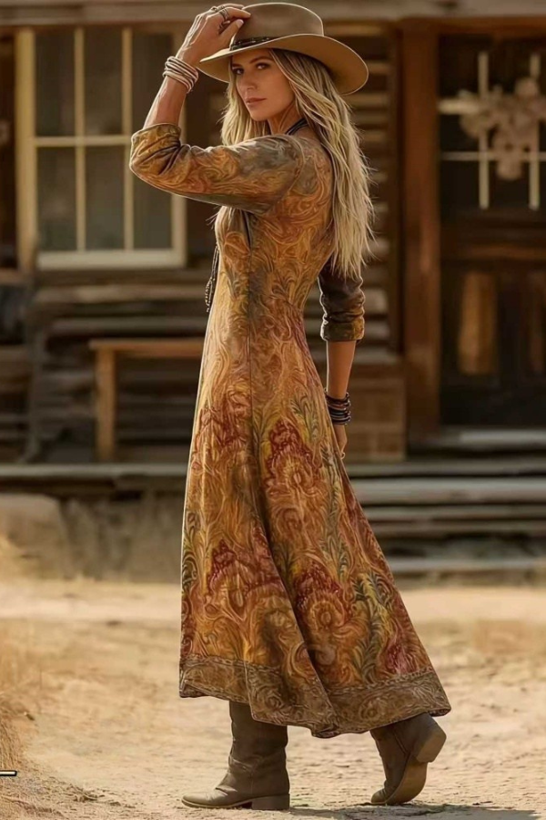 Caroline Vintage Bohemian Autumn Dress