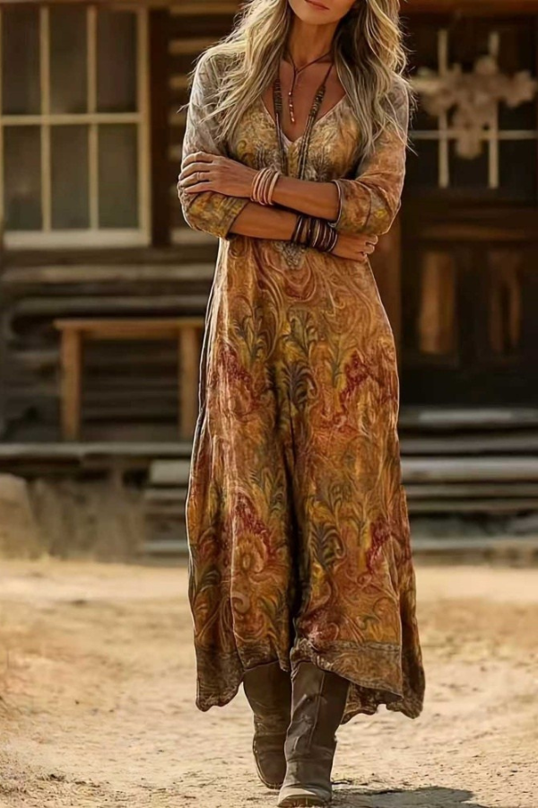 Caroline Vintage Bohemian Autumn Dress