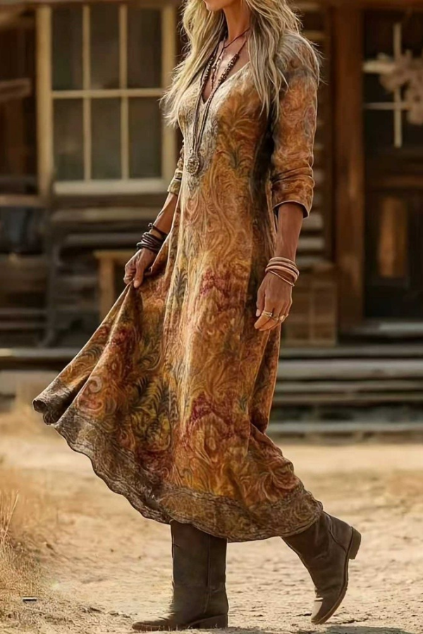 Caroline Vintage Bohemian Autumn Dress
