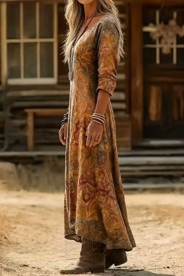 Caroline Vintage Bohemian Autumn Dress