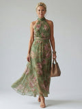 Chloe Gathered Halter Maxi Dress