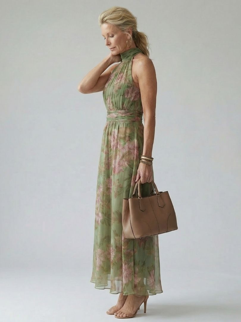 Chloe Gathered Halter Maxi Dress