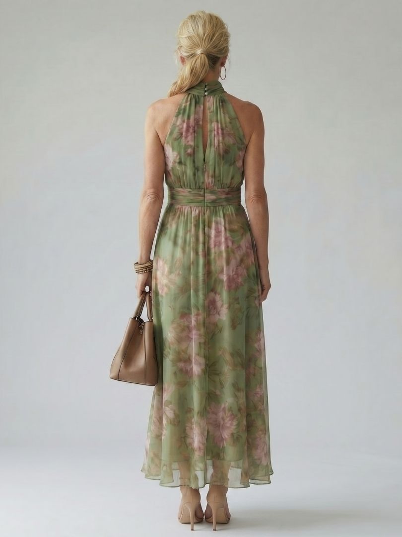 Chloe Gathered Halter Maxi Dress