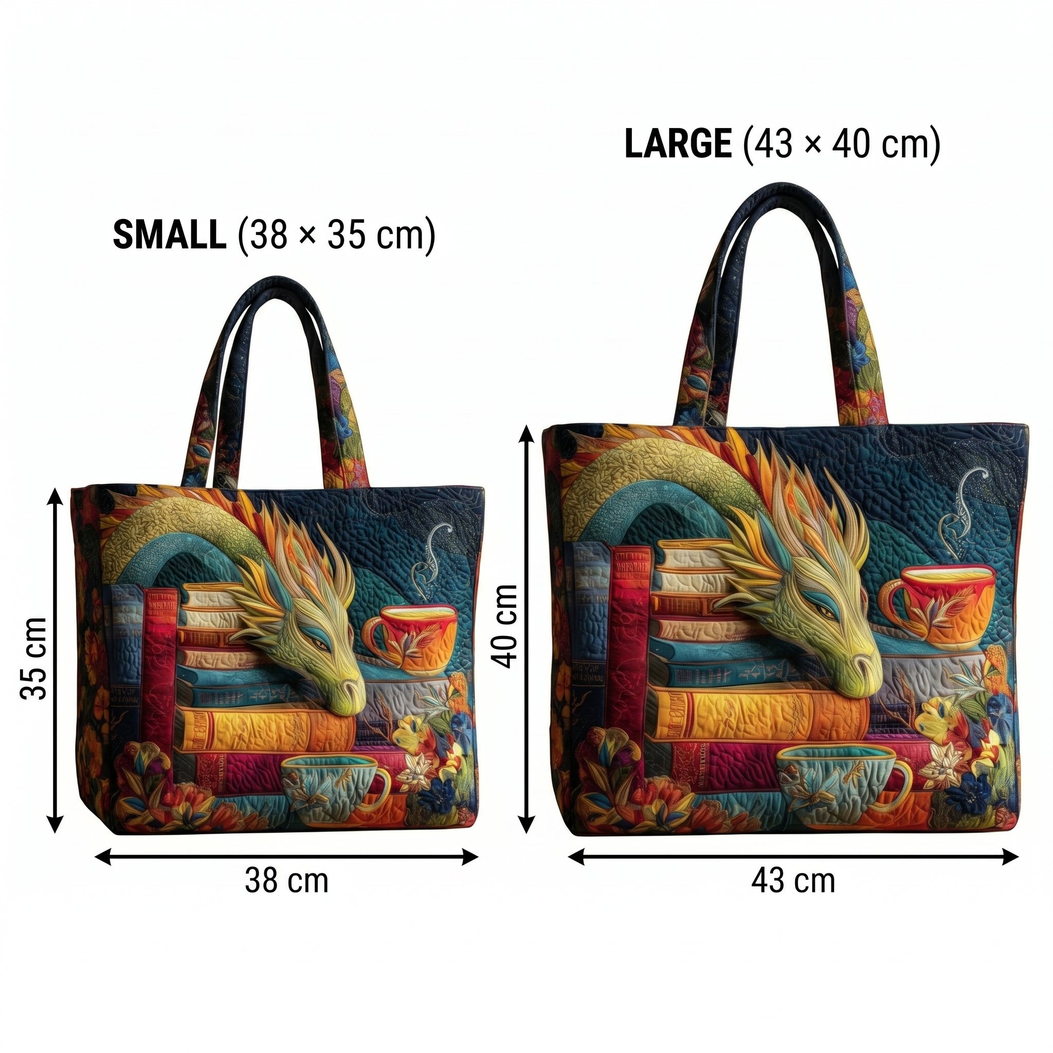 Evelyn Dragon Reader with Books and Mugs Artisan Bag