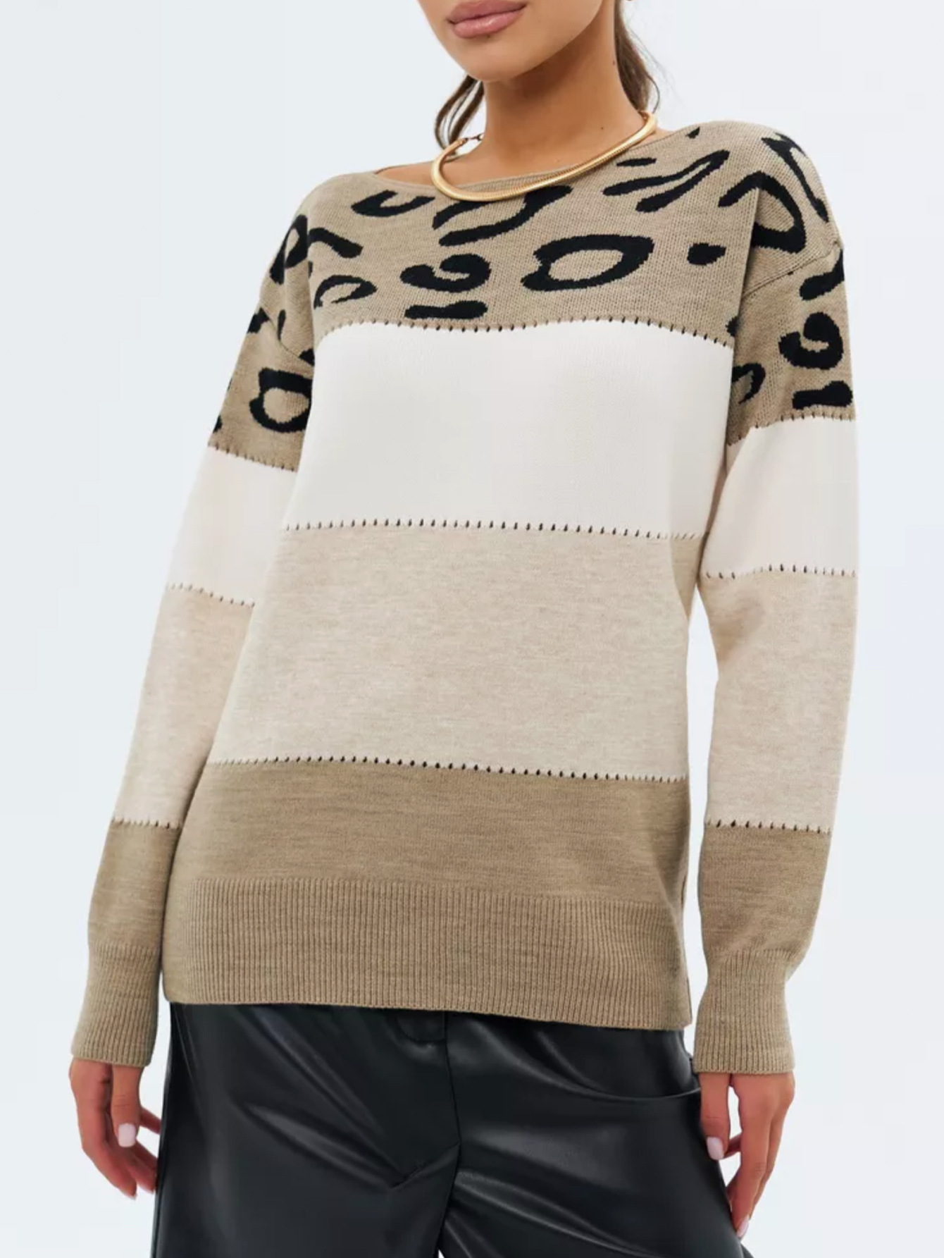 Pamela Leopard Print Casual Jumper