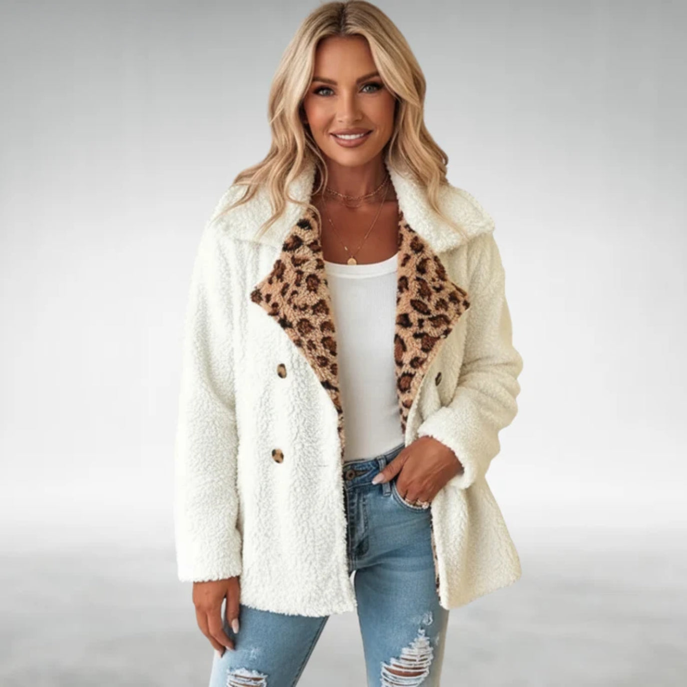Jocelyn Cozy Leopard Teddy Coat