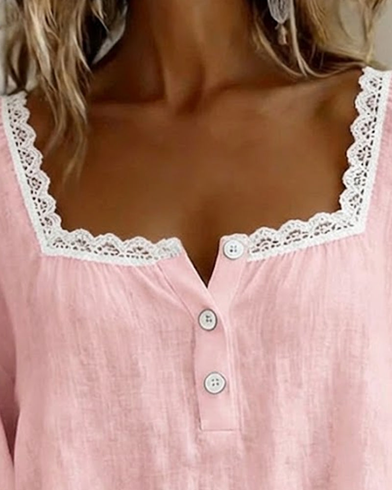 Barbara Cotton Blend Blouse with Puff Sleeves