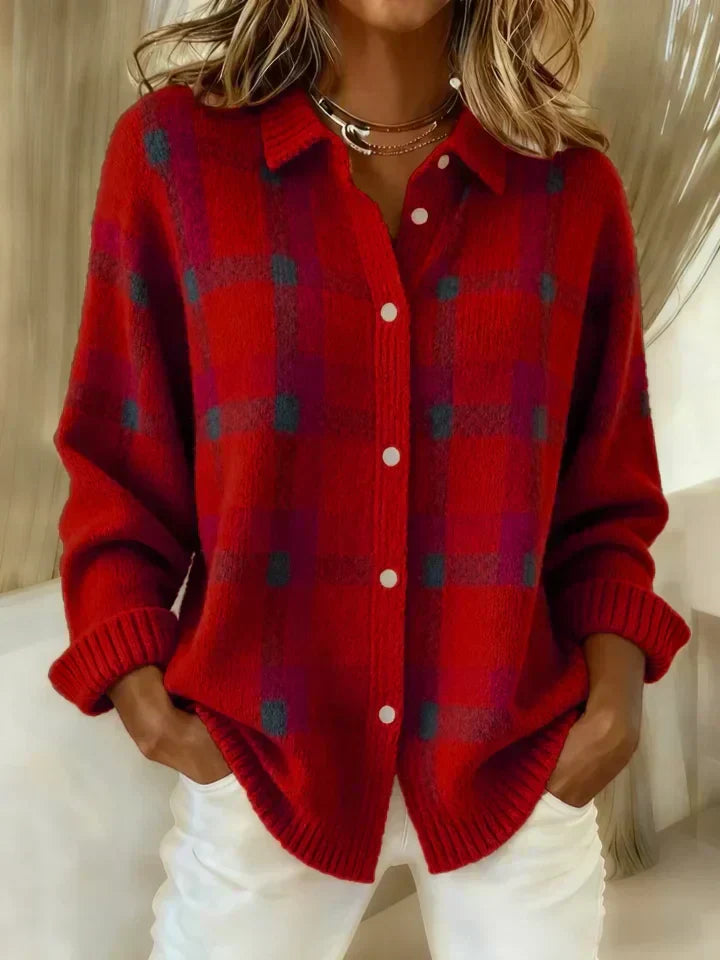 Stephanie Cloud-Soft Plaid Button-Up