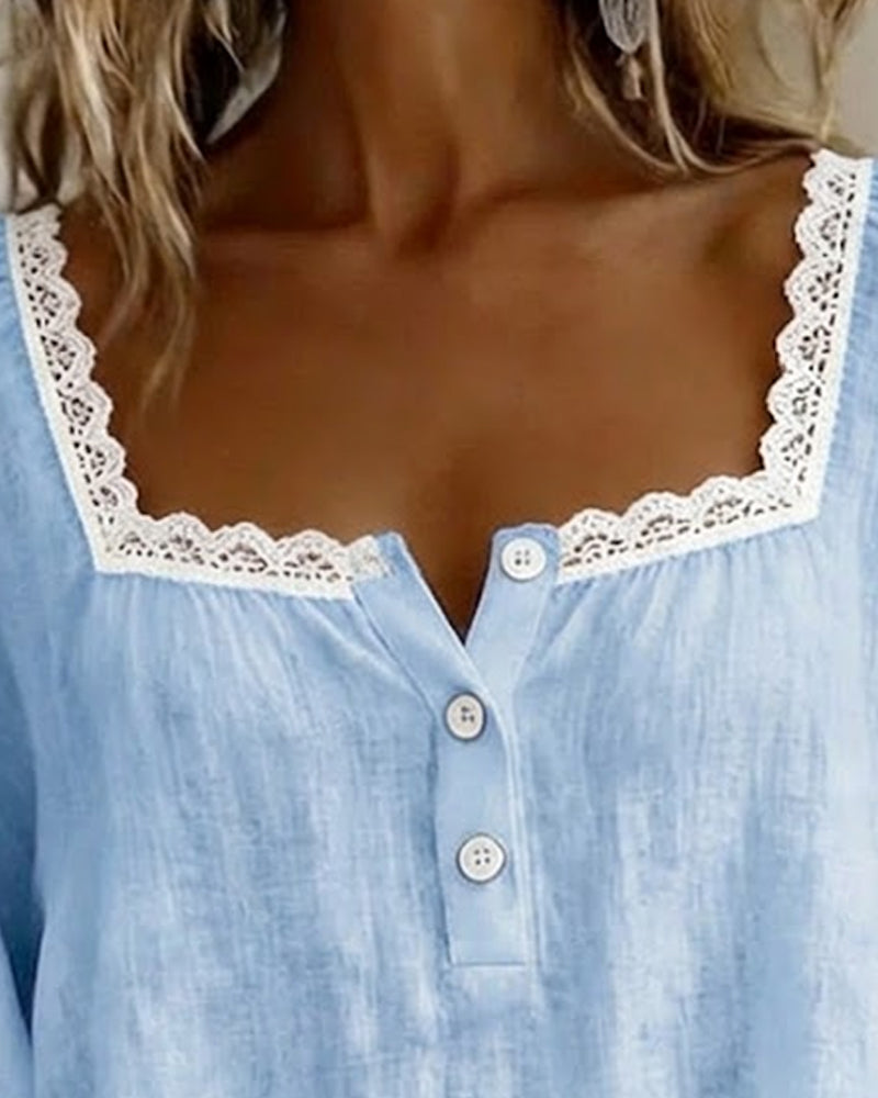 Barbara Cotton Blend Blouse with Puff Sleeves