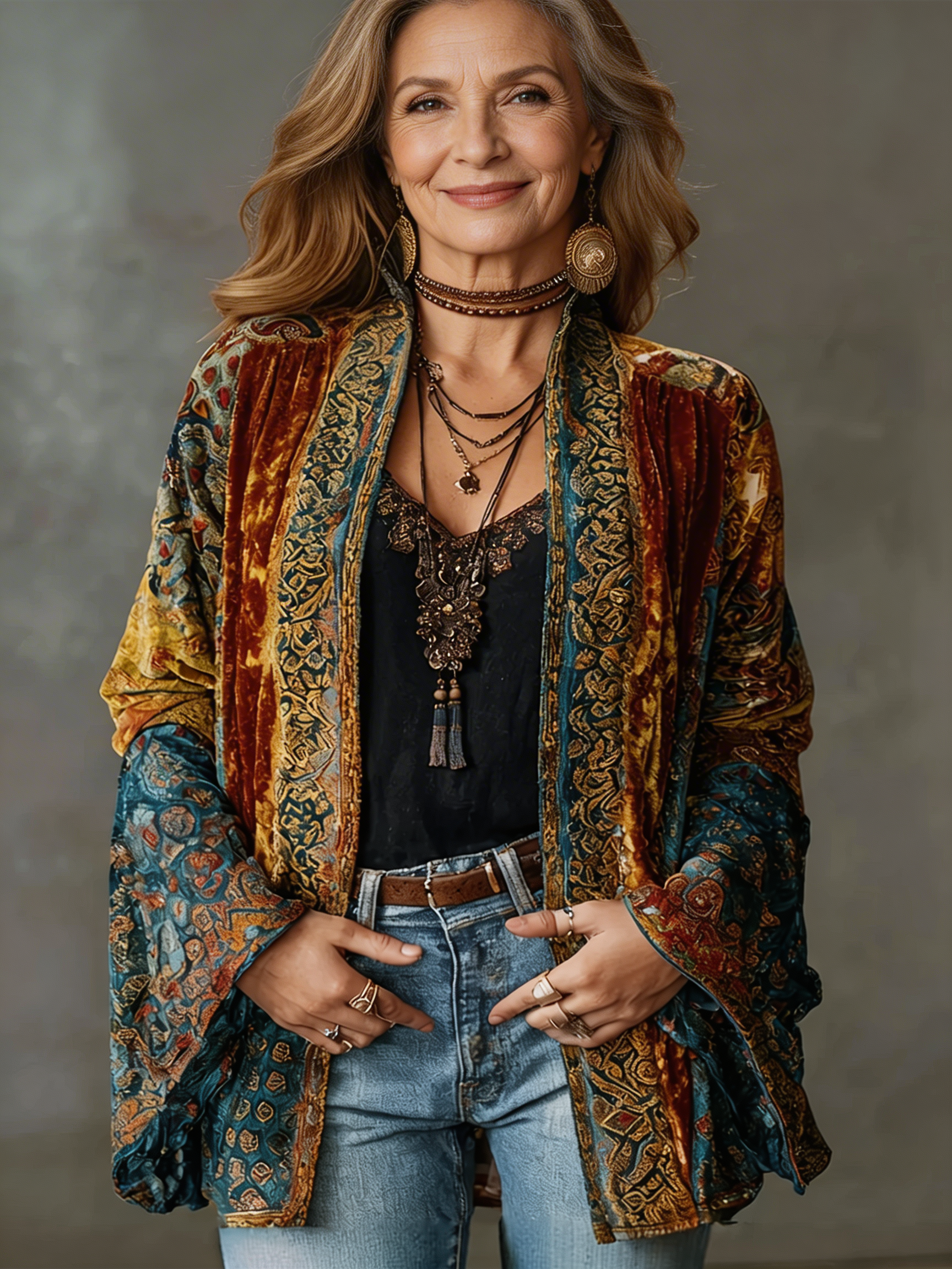Lauren Boho Embroidered Kimono Cardigan